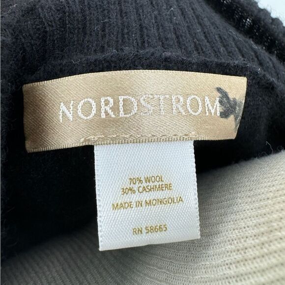 Nordstrom Wool/Cashmere Poncho Black Knit Sweater Women's One Size - Picture 5 of 6
